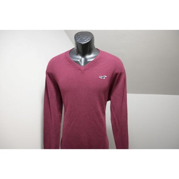 Hollister V Neck Sweater Burgundy Casual Prep Pull Over Mens Sz XL - Picture 2 of 8
